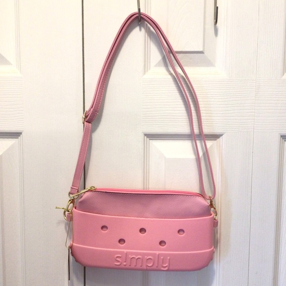 Simply Southern Flamingo Pink Logo Rubber Crossbody Wristlet Bag Purse - Picture 1 of 9